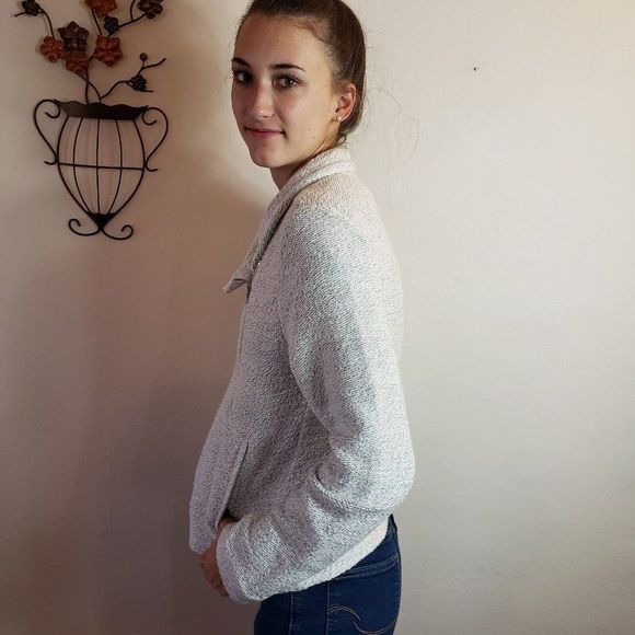 Loft Cotton Gray Heathered Jacket Size Medium - Picture 2 of 6